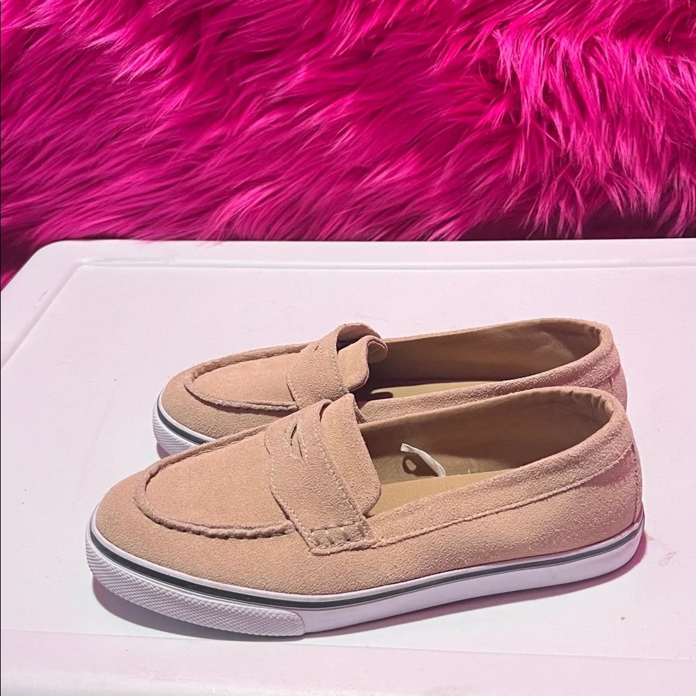 Janie and Jack Tan Suede Slip-On Moccasins